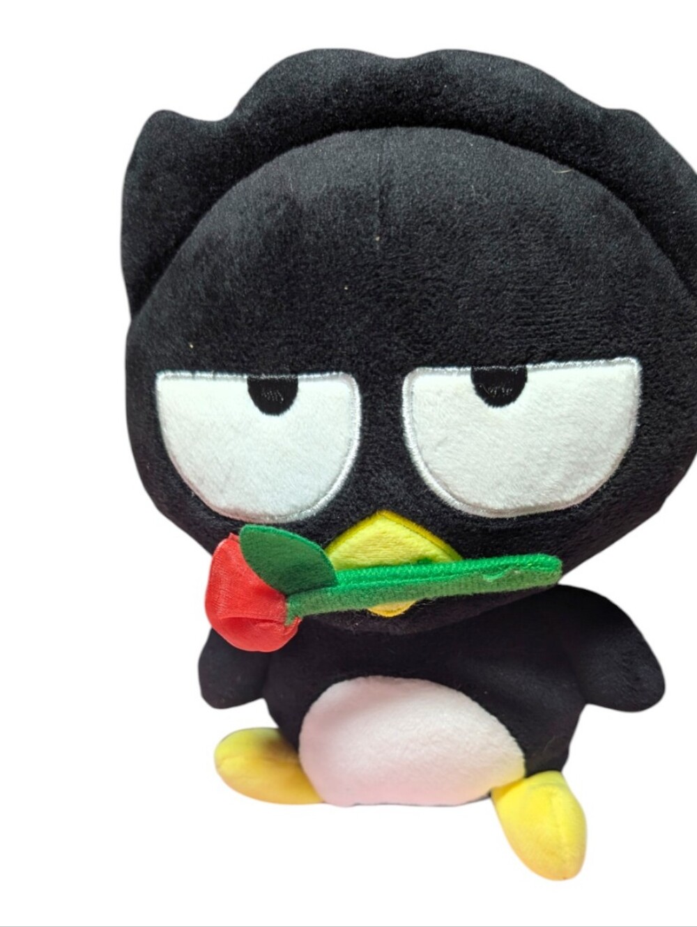Sanrio Badtz Maru Plush Penguin Stuffed Animal Kawaii Goth Emo Cute w Rose